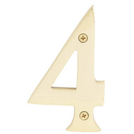 Hy-Ko 4 In. Polished Brass House Number Four