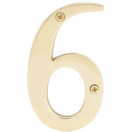 Hy-Ko 4 In. Polished Brass House Number Six