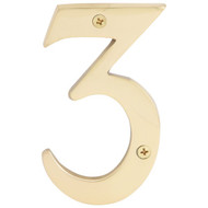 Hy-Ko 4 In. Polished Brass House Number Three