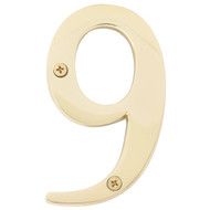 Hy-Ko 4 In. Polished Brass House Number Nine
