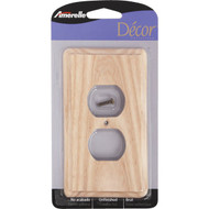 Amerelle 1-Gang Solid Oak Outlet Wall Plate  Unfinished Ash