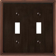 Amerelle Metro Line 2-Gang Cast Metal Toggle Switch Wall Plate  Aged Bronze