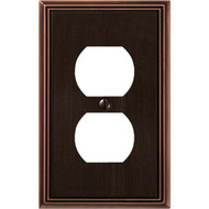 Amerelle Metro Line 1-Gang Cast Metal Outlet Wall Plate  Aged Bronze