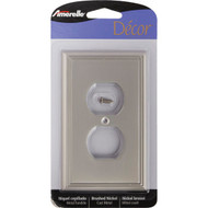 Amerelle Metro Line 1-Gang Cast Metal Outlet Wall Plate  Brushed Nickel