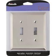 Amerelle 2-Gang Stamped Steel Toggle Switch Wall Plate  Brushed Nickel