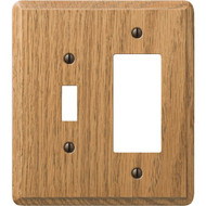 Amerelle 2-Gang Solid Oak Single Toggle/Rocker Wall Plate  Light Oak