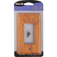 Amerelle 1-Gang Solid Oak Rocker Decorator Wall Plate  Light Oak