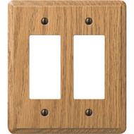 Amerelle 2-Gang Solid Oak Rocker Decorator Wall Plate  Light Oak