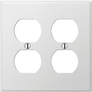 Amerelle PRO 2-Gang Stamped Steel Outlet Wall Plate  Smooth White