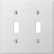 Amerelle PRO 2-Gang Stamped Steel Toggle Switch Wall Plate  Smooth White