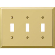 Amerelle 3-Gang Stamped Steel Toggle Switch Wall Plate  Polished Brass
