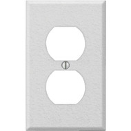 Amerelle PRO 1-Gang Stamped Steel Outlet Wall Plate  White Wrinkle