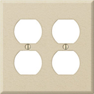 Amerelle PRO 2-Gang Stamped Steel Outlet Wall Plate  Ivory Wrinkle