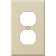 Amerelle PRO 1-Gang Stamped Steel Outlet Wall Plate  Ivory Wrinkle