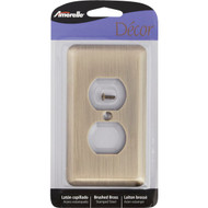 Amerelle 1-Gang Stamped Steel Outlet Wall Plate  Brushed Brass