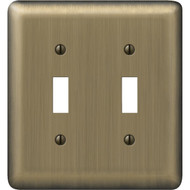 Amerelle 2-Gang Stamped Steel Toggle Switch Wall Plate  Brushed Brass