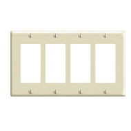 Leviton Decora 4-Gang Smooth Plastic Rocker Decorator Wall Plate  Ivory