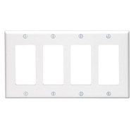 Leviton Decora 4-Gang Smooth Plastic Rocker Decorator Wall Plate  White
