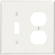 Leviton Commercial Grade 2-Gang Thermoplastic Single Toggle/Duplex Outlet Wall Plate White