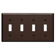 Leviton 4-Gang Plastic Toggle Switch Wall Plate  Brown