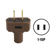 Leviton 15A 125V 2-Wire 2-Pole Vinyl Cord Plug  Brown