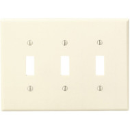Leviton 3-Gang Smooth Plastic Mid-Way Toggle Switch Wall Plate  Ivory