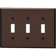 Leviton 3-Gang Smooth Plastic Mid-Way Toggle Switch Wall Plate  Brown