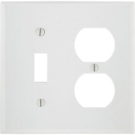 Leviton 2-Gang Plastic Single Toggle/Duplex Outlet Wall Plate  White