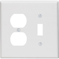 Leviton Mid-Way 2-Gang Thermoset Single Toggle/Duplex Outlet Wall Plate  White