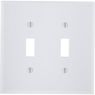 Leviton 2-Gang Plastic Toggle Switch Wall Plate  White