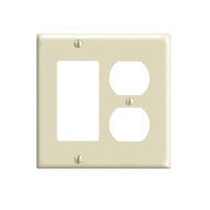Leviton 2-Gang Smooth Plastic Single Rocker/Duplex Outlet Wall Plate  Ivory