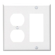 Leviton 2-Gang Smooth Plastic Single Rocker/Duplex Outlet Wall Plate  White