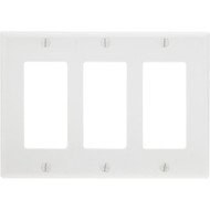 Leviton Decora 3-Gang Smooth Plastic Rocker Decorator Wall Plate  White