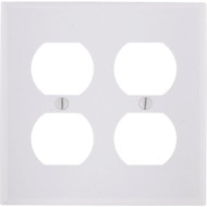 Leviton 2-Gang Smooth Plastic Outlet Wall Plate  White