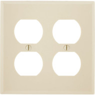 Leviton 2-Gang Smooth Plastic Outlet Wall Plate  Ivory