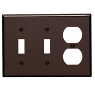 Leviton 3-Gang Plastic 2-Toggle/Duplex Outlet Wall Plate  Brown