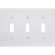 Leviton 3-Gang Plastic Toggle Switch Wall Plate  White