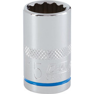 Channellock 1/2 In. Drive 15 mm 12-Point Shallow Metric Socket