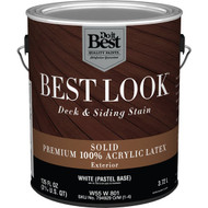 Best Look Solid Deck & Siding Exterior Stain  White Pastel Base  1 Gal.