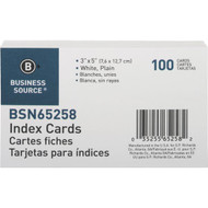 Business Source 3 In. W. x 5 In. L. Plain White Index Cards (100-Count)