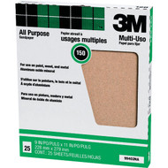 3M Pro-Pak 9 In. x 11 In. All Purpose Very Fine Sandpaper  150 Grit (25-Pack)