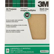 3M Pro-Pak 9 In. x 11 In. All Purpose Fine Sandpaper  120 Grit (25-Pack)