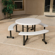 Lifetime 44 In. Almond Round Picnic Table with 3 Benches
