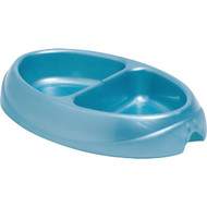 Petmate Plastic Oval 1 C. Medium Double Bowl Pet Food Dish