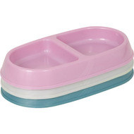 Petmate Plastic Oval 2.5 C. Large Double Bowl Pet Food Dish