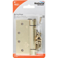 National 4 In. Square Satin Brass Spring Door Hinge