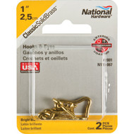 National Solid Brass 1 In. Hook & Eye Bolt (2 Ct.)