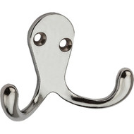 National Satin Chrome Double Clothes Wardrobe Hook  2 per Card