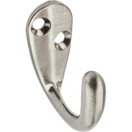 National Satin Nickel Single Clothes Wardrobe Hook  (2-Pack)