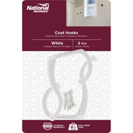National White Coat & Hat Wardrobe Hook  2 per Card